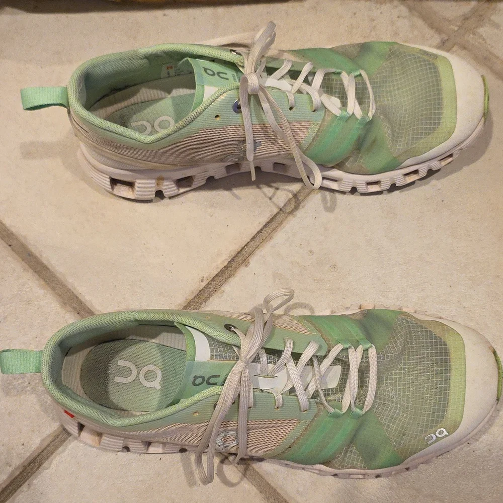 On Running Mint and White Athletic Shoes